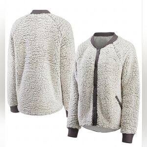 Women's Small Teddy Sherpa Bomber Jacket Heather Gray By Wear by Erin Andrews